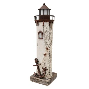 Wooden Lighthouse Decor with Light, Decorative Nautical Lighthouse Nightlight... - Picture 1 of 7