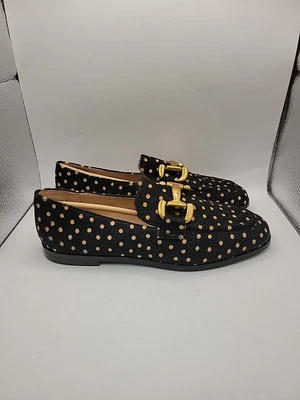 全新 Boden Iris Snaffle 女式乐福鞋 黑色和骆驼斑点 尺寸 7.5 — 第 1/4 张图片