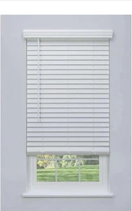 Linen Avenue Cordless 2" Faux Wood Blind White 59 W x 64 H,Partial Inside Mount - Picture 1 of 5