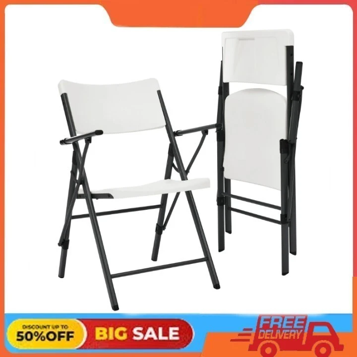 Cadeira dobrável de plástico comercial Mainstays com braços, interna externa, pacote com 2 - Imagem 1 de 4