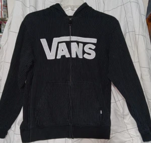 Vans Zip Up Black & White Pinstripe Goth Emo Skater Hoodie Kids Sz Large - Picture 1 of 6