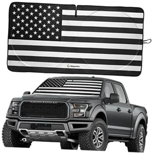 American Flag Windshield Sun Shade, High-Resolution Car X-Large USA B&W Flag - Picture 1 of 8