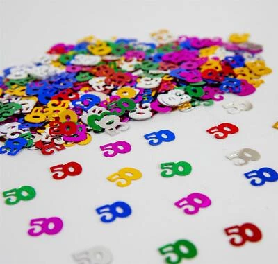 Tabletop Confetti Multicolour 50th Birthday Anniversary Scatter Party Decor X2 - Image 1 of 4