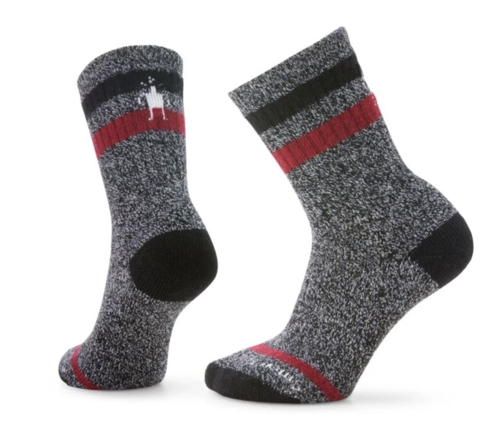 Meias de caminhada SmartWool tripulação almofada pesada preto/vermelho herança pequena - Imagem 1 de 1