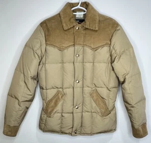 Vtg Walls Blizzard Pruf Down Insulated Puffer Coat Corduroy Womens M Tan Jacket - Picture 1 of 14