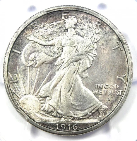 1916-S Walking Liberty Half Dollar 50C Coin - PCGS Uncirculated Details (UNC MS) Cover