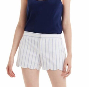 Club Monaco size 0 light blue & white striped scalloped hem "Amber" short shorts