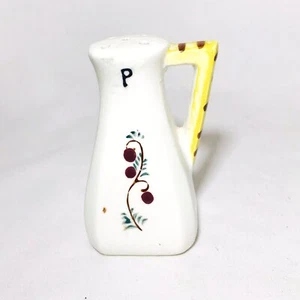 Vintage Pepper Shaker Olive Branch Yellow Brown Striped Handle 3” Pepper ONLY  - Picture 1 of 6