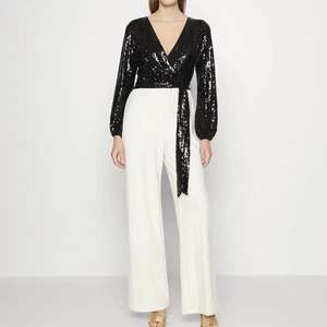 Lauren Ralph Lauren Black Sequin Jumpsuit w/ Ivory Boot Leg Pants, NWT! - Picture 1 of 7