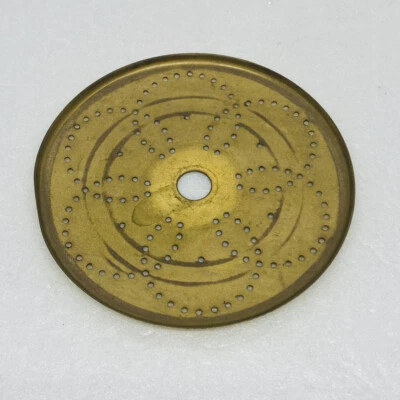 Vintage Brass Drinking Coaster / Strainer 3.75” Kitchen Utensil O - Image 1 of 4