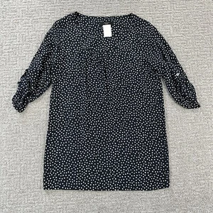 Weekend Max Mara Shirt 6 Blue Polka Dot 100% Silk Tunic Pockets Top Womens - Picture 1 of 12