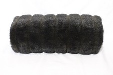 Newport Black Faux Fur Round Decorative Pillow, 19" x 7.5"-B36