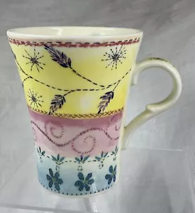 ROYAL GRAFTON TAMS FINE BONE CHINA HALF PINT MUG USED YELLOW PINK BLUE DRINK TEA - Picture 1 of 11