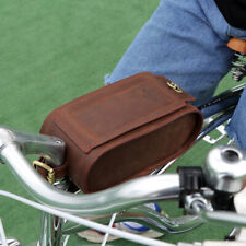 Tourbon Genuine Leather Bike Bag Bicycle Top Front Tube Frame Case Phone Pouch