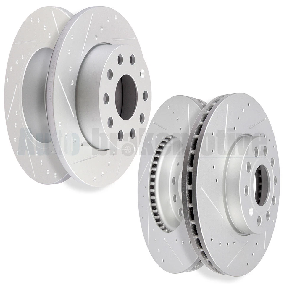 FOR VOLKSWAGEN GOLF JETTA SEDAN RABBIT FRONT + REAR DRILLED SLOTTED BRAKE ROTORS - Image 1 of 4