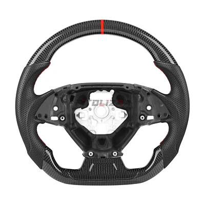 Volante de fibra de carbono para Chevrolet Camaro 16-24 empuñaduras de cuero perforado Foto 1 de 4