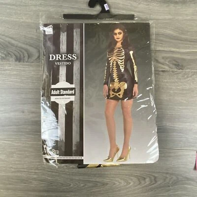 Fantasia de esqueleto terno você mesmo mulher adulto Halloween vestir assustador - Imagem 1 de 4