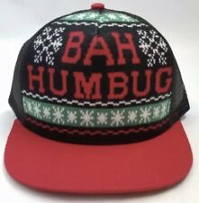 NWT Mens Holiday Ugly Sweater Christmas "BAH HUMBUG" Trucker/Baseball Hat/Cap