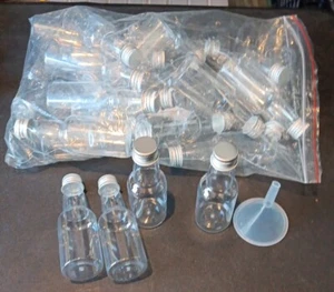 24 Mini Empty Plastic Alcohol Liquor Bottle Shots W/ 1 Funnel (N08) - Picture 1 of 3