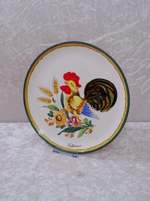 Keramik Ton Design Zier Wandteller - Handmade - Vintage - 25 cm - Hahn - Italien - Bild 1 von 4