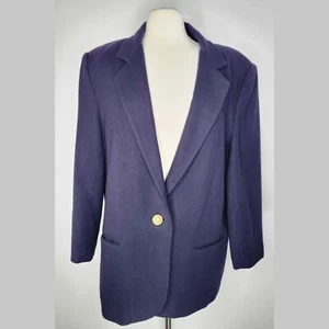 Vintage SAG HARBOR Navy Blue Blazer Jacket Size 18 Gold Button Preppy Wool Lined - Picture 1 of 9