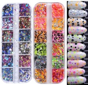 Nail Art Sequins Flakes Glitter Gems Confetti 3D Decoration Bling Studs Craft UK - Picture 1 of 11