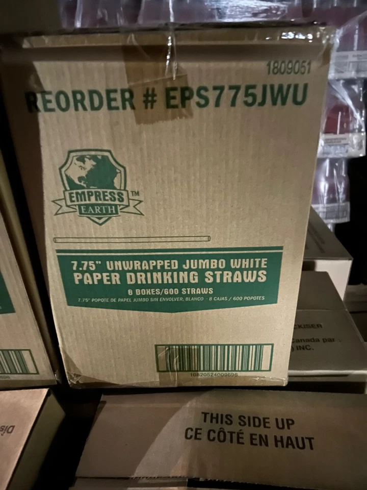 Manufacturer Varies Disposable Straws 7 3/4 in White PK4800 EPS775JWU