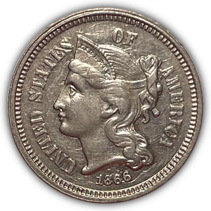 1866 Three Cent Nickel Proof PF Coin #24863 - Picture 1 of 3