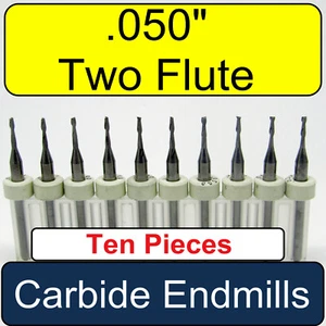 TEN Pcs. .050" Two Flute Carbide End Mills - Square End  1/8" Shanks - UMT113 - Picture 1 of 4