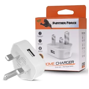 UK 3 Pin Mains Wall USB Charging Plug Wall Charger Adapter for iPhone Samsung - Picture 1 of 3