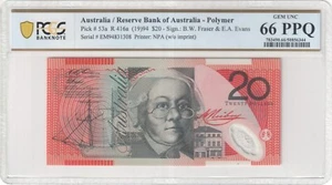 Australia 1994 Fraser Evans $20 Banknote PCGS GEM UNC 66 PPQ #6344 - Picture 1 of 2