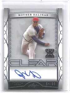 Royber Salinas 2022 Leaf Trinity Clear Auto Autograph XRC /99 BRAVES Athletics - Picture 1 of 2