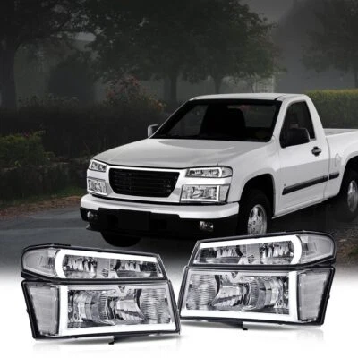 Faros de tubo LED cromados aptos para 04-12 Chevy Colorado GMC Canyon Foto 1 de 4