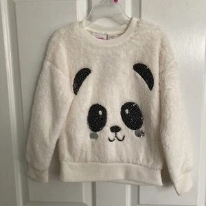 Girls Poof Plush Sequin Panda Sweatshirt, Extremely Me, Size 4-Brand new! - Picture 1 of 5