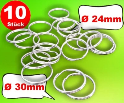 EB 10 x Schlüsselringe Set Schlüsselring 24 - 30 mm | Binderinge Ösen Spaltringe