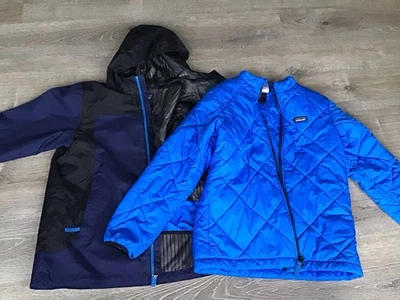 Abrigo de invierno con capucha Patagonia Boys XL 14 azul H2No impermeable 3 en 1 Foto 1 de 4