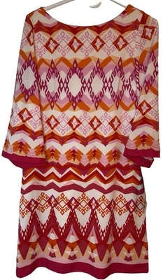 NUEVO CON ETIQUETAS $118 Vestido Eliza J Para Mujer 8 Brillante Cambio Geométrico Manga 3/4 Tejido Forrado Foto 1 de 4