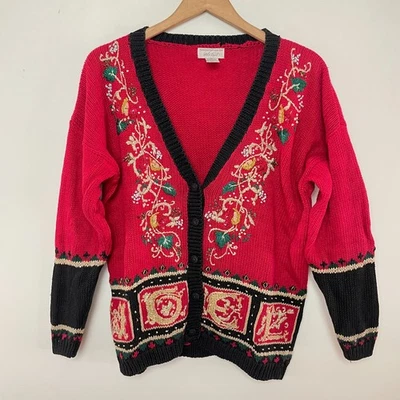 Suéter Vintage Años 90 Festivo Bordado Cuentas Maximalista Vacaciones Feo Navidad Foto 1 de 4