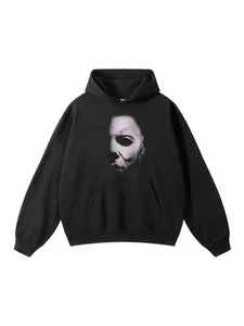Felpa con cappuccio Michael Myers Halloween film horror grafica maglietta maschera spaventosa - Foto 1 di 6