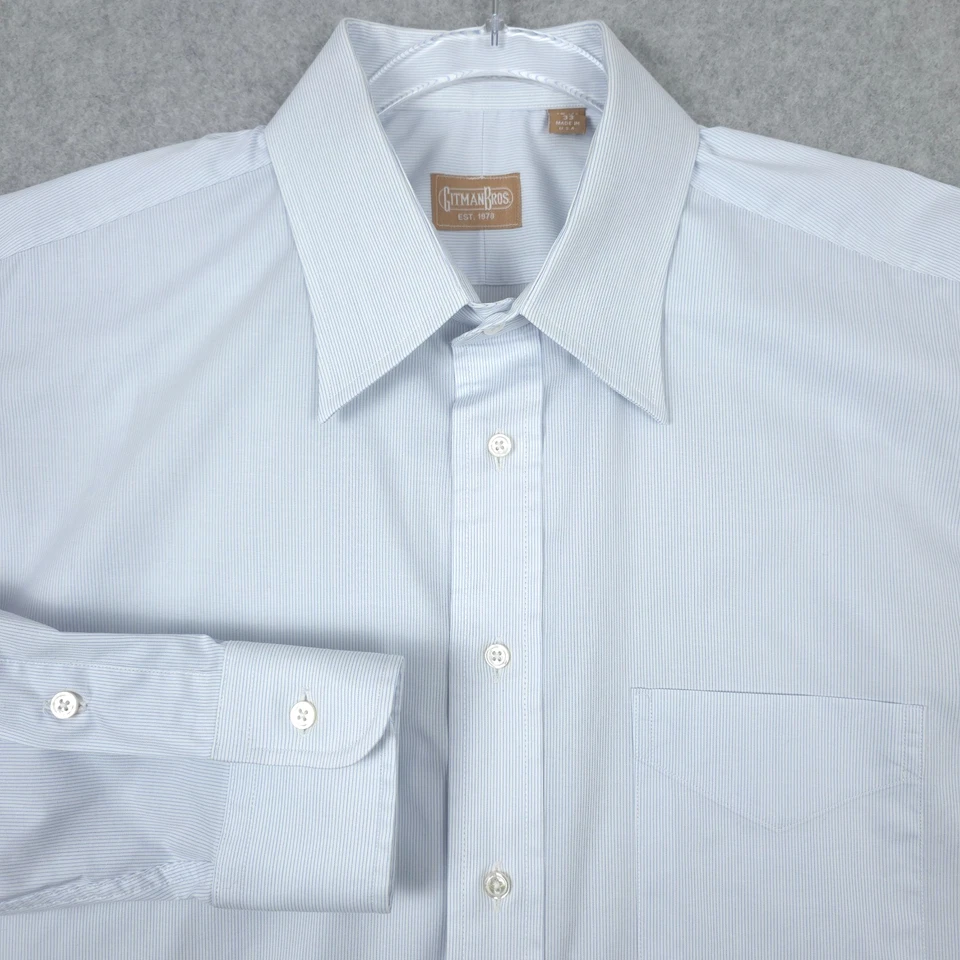 Camisa Gitman Bros Para Hombres 16.5 33 Rayas Elastizada Mezcla de Algodón Negocios Informal EE. UU. Foto 1 de 4