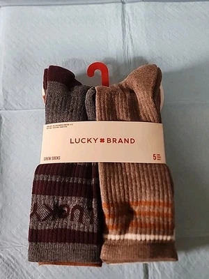 Lucky Brand 5 pares de calcetines para hombre talla 6 12 nuevos marrón gris crema informales suaves  Foto 1 de 4