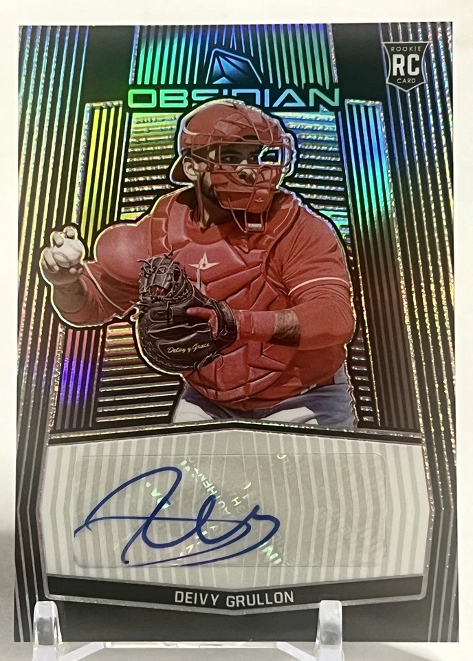 Deivy Grullon RC Rookie Autograph Auto 2020 Chronicles Obsidian #OA-DG Phillies - Image 1 of 4