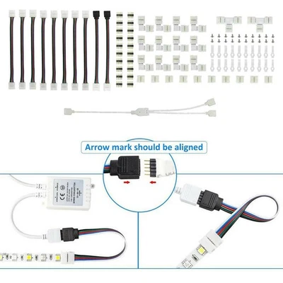 LED Strip Connector Kit for 5050 10mm 4Pin, Includes L Shape - Image 1 of 4