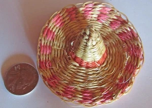 Vintage Mini Sombrero Mexican Handmade Woven Doll Hat 3.25in - Picture 1 of 2
