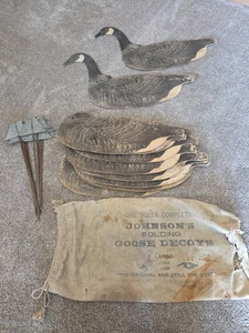 Vintage Johnson’s faltbare Gänseköder mit Metallpfählen & Original Tasche 11 Stück - Bild 1 von 8