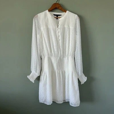 Vestido Casa Blanca Mercado Negro Marfil Transparente Superposición Cintura Calada Botón Delantero XS Foto 1 de 4