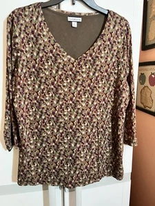 Croft & Barrow Plum & Olive Speckled Shirt Size XL - Picture 1 of 2