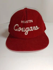 Vintage Houston Cougars Sport rot Cord Mütze Druckknopflasche direkte Stickerei USA - Bild 1 von 5