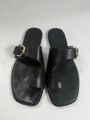 Sandalia de tanga Madewell para mujer en cuero negro talla 8,5 Foto 1 de 4