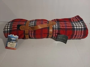 NWT Charles Gallen Irish Sherpa Fleece Lined Blanket Red Black Plaid - Picture 1 of 5